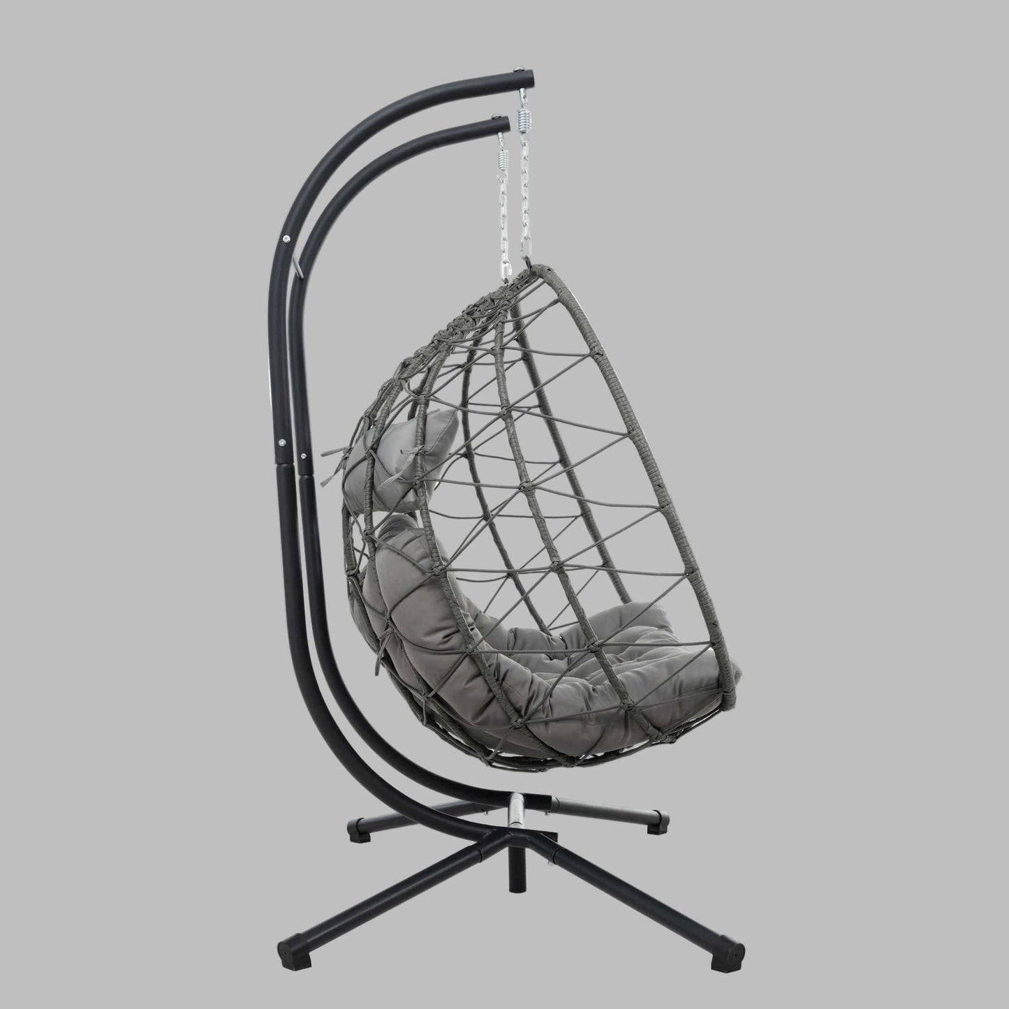 Double Hanging Egg Chair with plush cushions and durable rattan frame, ideal for two-person indoor or outdoor relaxation.