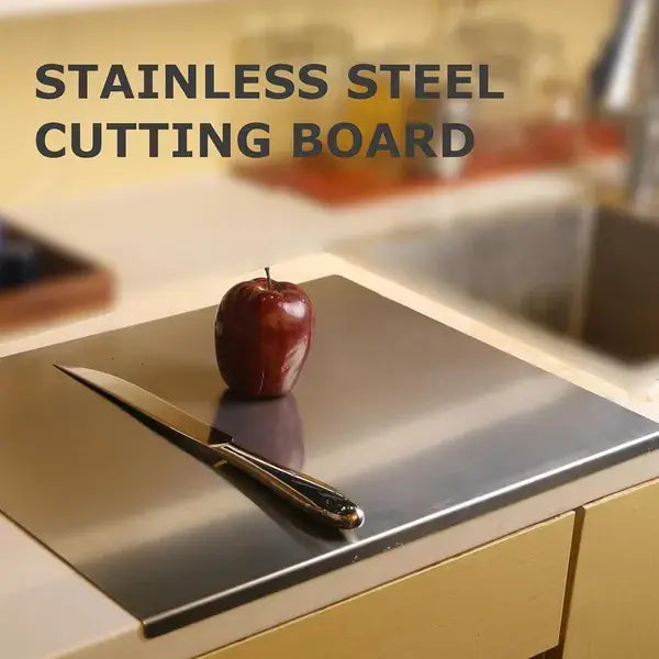 Stainless steel cutting board with lid and non-slip mat set