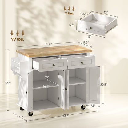 kitchen island cart drawer open showing smooth glide hardware