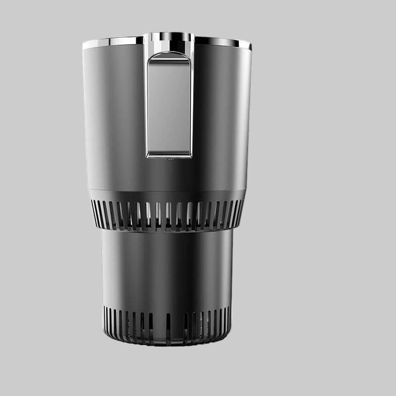 black smart car cup warmer cooler with temperature control and vented design for heating and cooling beverages