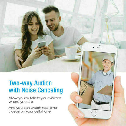 HomeGuard Smart Video Doorbell two-way audio with noise canceling and real-time video on cellphone display