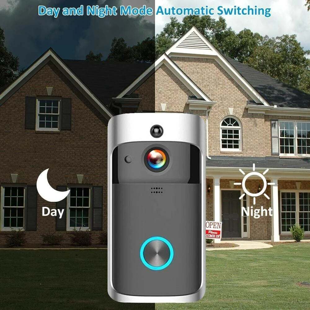 HomeGuard Smart Video Doorbell with HD camera, night vision, two-way audio, and motion detection for home security