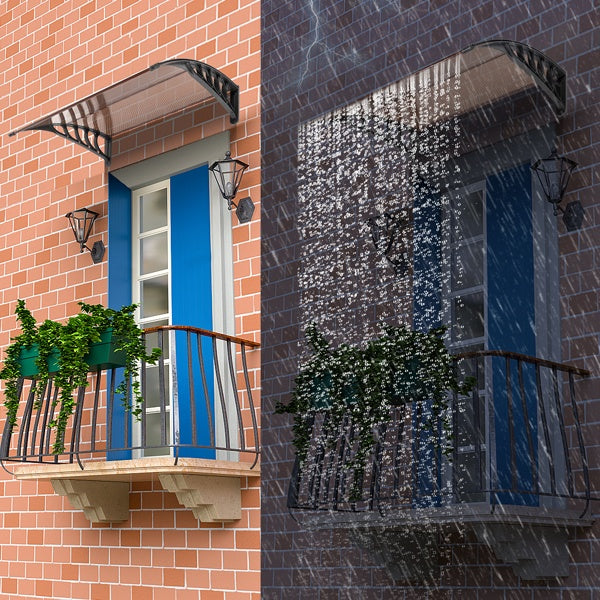 Door Window Rain Cover Eaves Canopy shielding entryway from rain