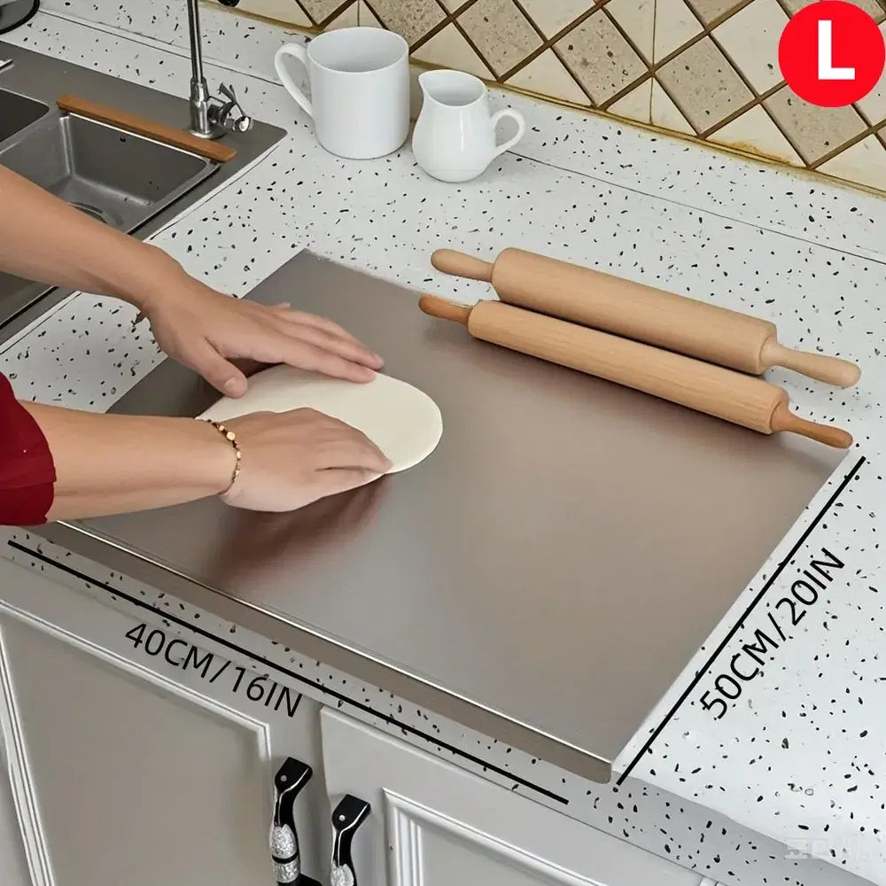 Stainless steel cutting board non-slip mat detail underneath