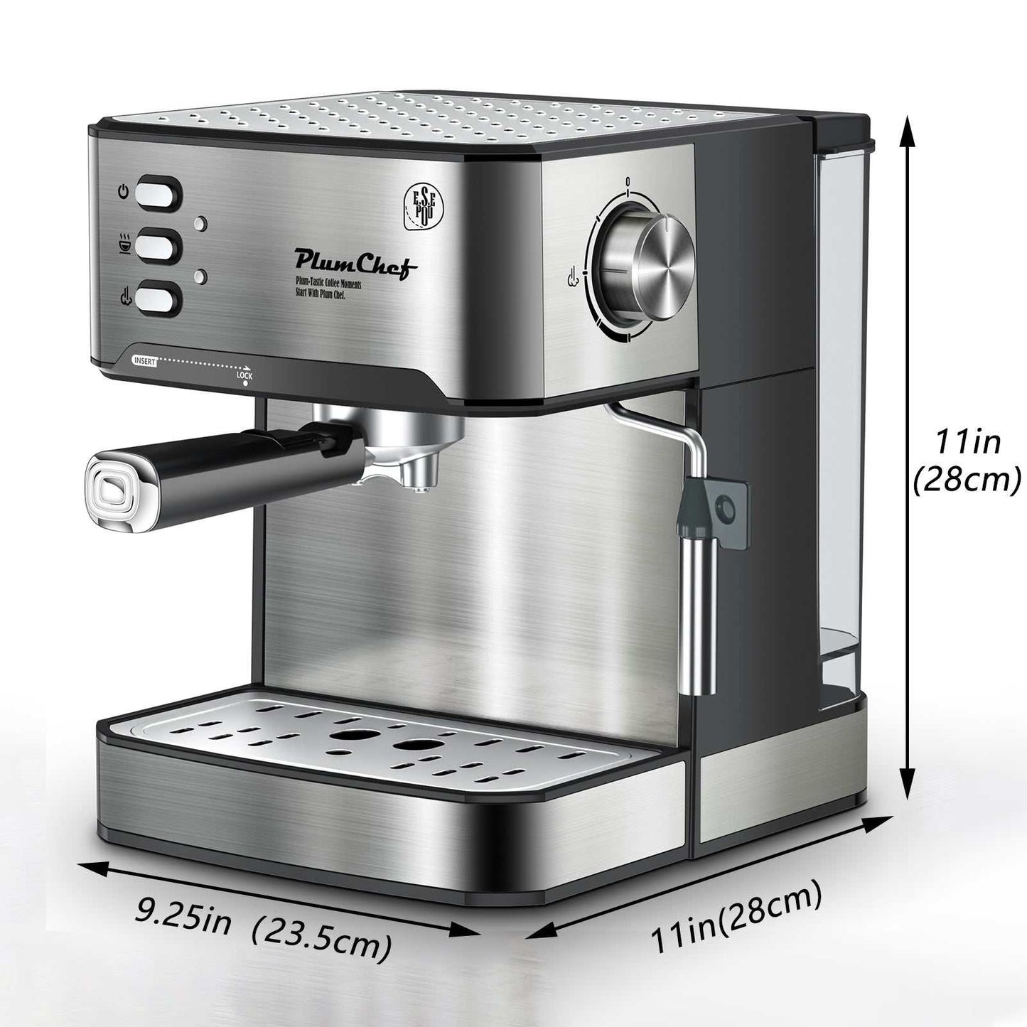 Home Barista Espresso Master 20-bar stainless steel espresso machine with pressure gauge and steam wand