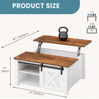 lift top coffee table black top surface with remote and decor