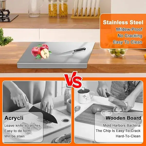 Stainless steel cutting board size comparison all three sizes