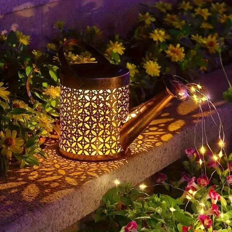 solar watering can string lights outdoor decorative 2-pack