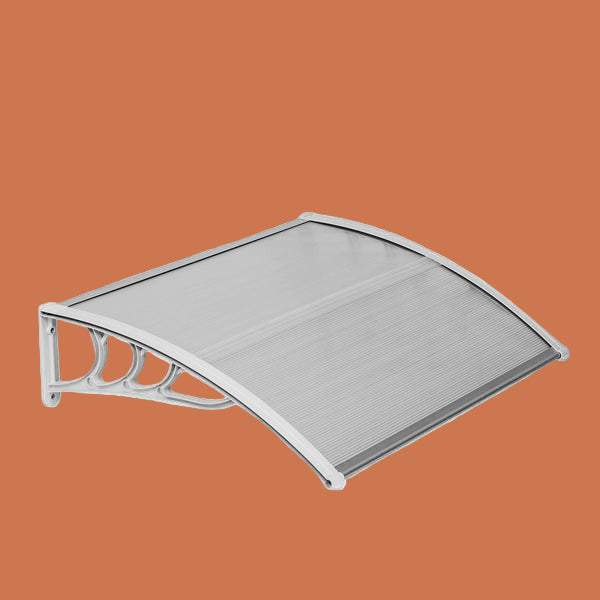 Heavy-duty transparent RainGuard Awning with ABS brackets and polycarbonate shield for door and window protection against rain and sun