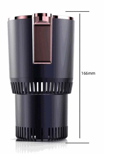 Smart car cup warmer cooler with temperature control, black and dark purple design, fits all car models, suitable for heating and cooling beverages and baby bottles.