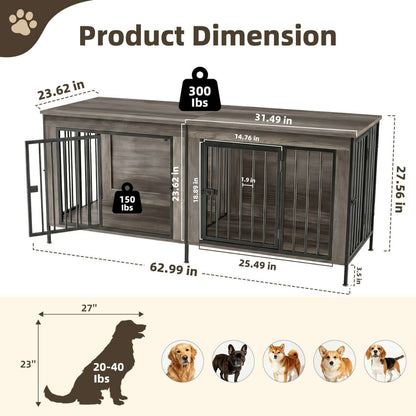 dog crate furniture raised legs with anti-scratch rubber pads