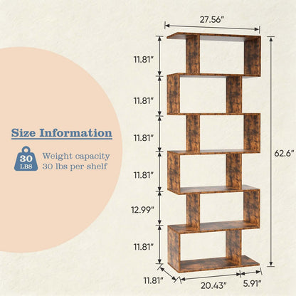 S shaped bookshelf side profile showing 9.4 inch slim depth