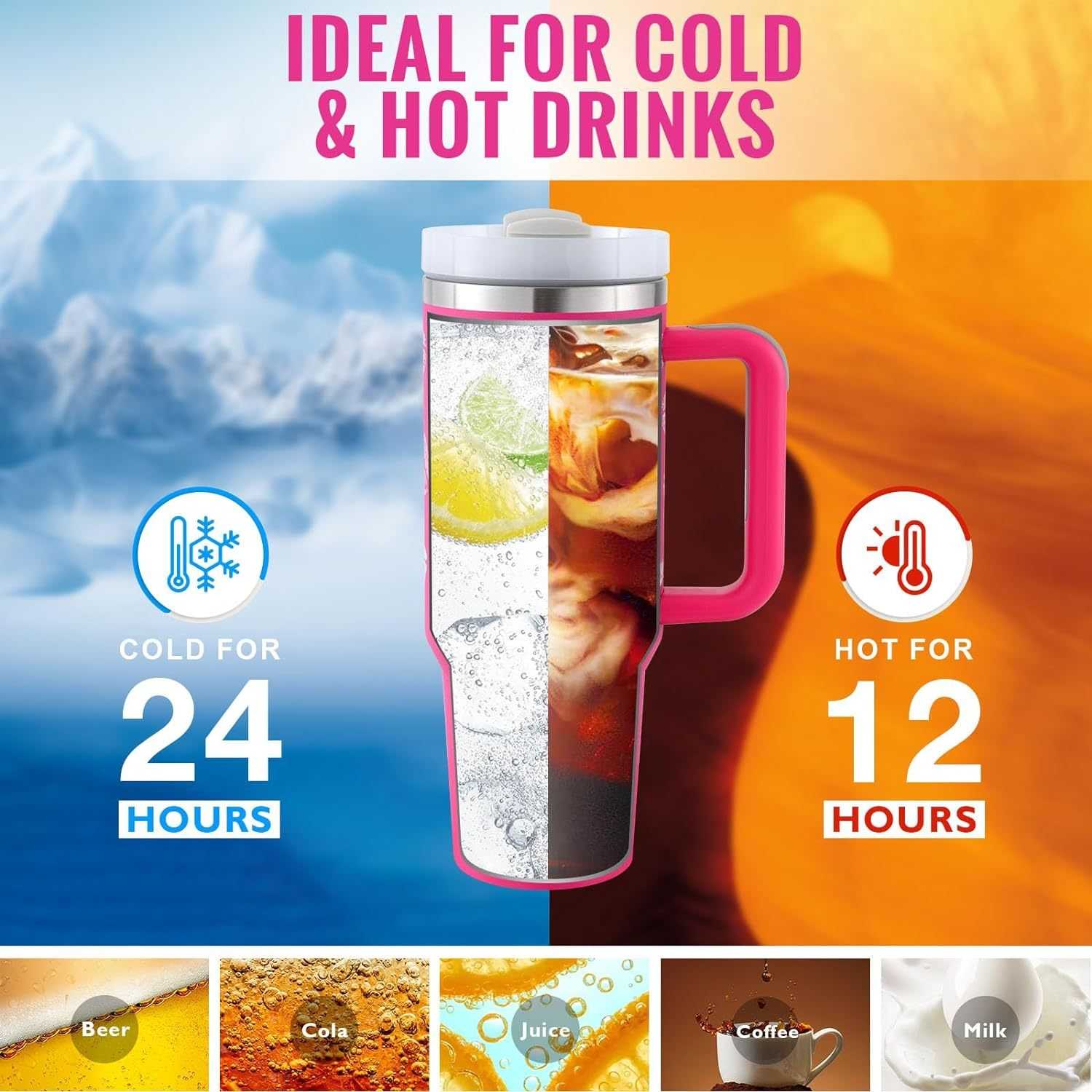 40 oz insulated modern tumbler 40 oz with handle and straw 