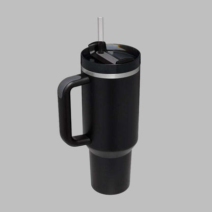 40 oz insulated modern tumbler 40 oz with handle and straw in pastel black color