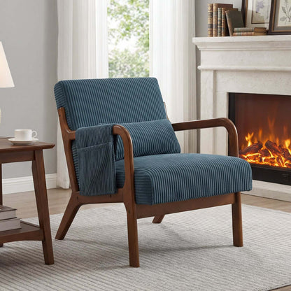 accent armchair in living room reading corner setting