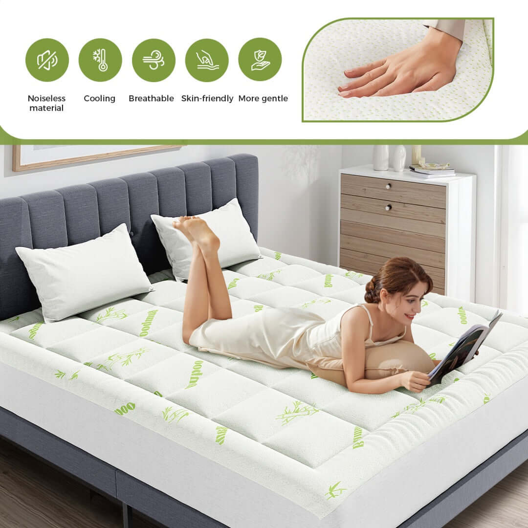 Bamboo mattress protector deep pocket side view detail