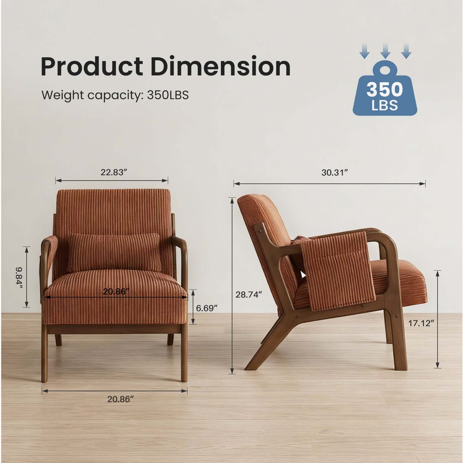 accent armchair solid wood frame close up detail