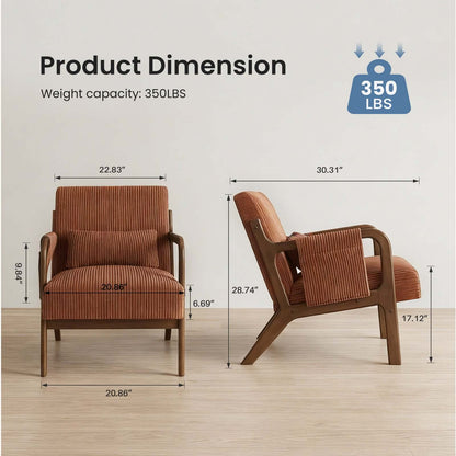 accent armchair solid wood frame close up detail