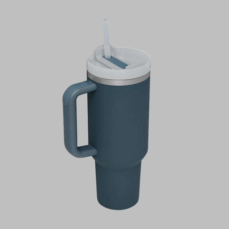40 oz insulated modern tumbler 40 oz with handle and straw in pastel storm sea color