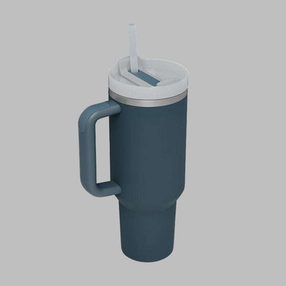 40 oz insulated modern tumbler 40 oz with handle and straw in pastel storm sea color