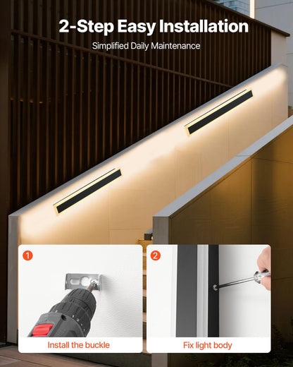 outdoor wall light IP65 waterproof sconce on porch wall at night
