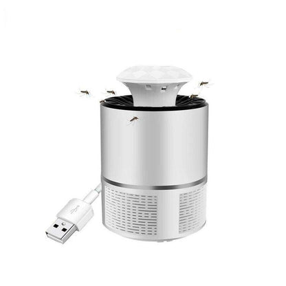 Compact white USB mosquito zapper lamp with LED light and cyclone suction for indoor and outdoor use