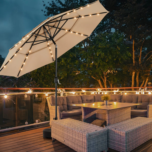 Solar Glow Patio Umbrella with LED Lights